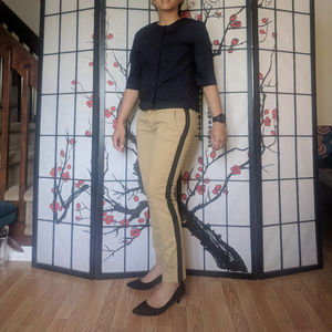 Andie Khaki pants with tuxedo stripe